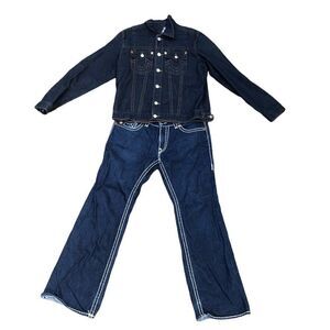 Vintage True Religion Jeans and Jacket Set BILLY SUPER T Blue